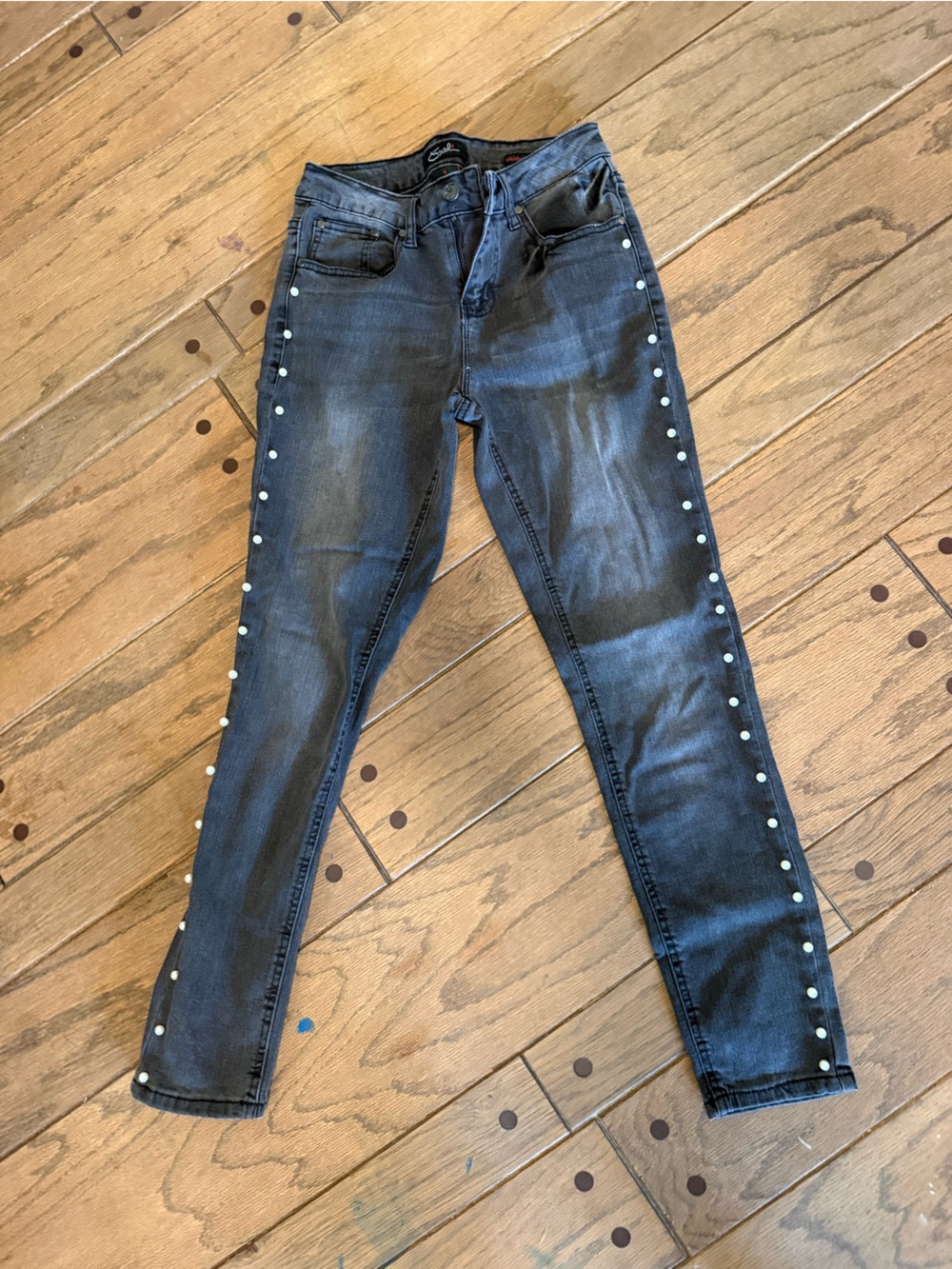 Earl Jeans Black Skinny Jeans with Pearl Side Studs
